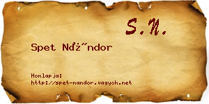 Spet Nándor névjegykártya